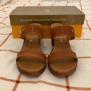 Women's Italian Shoemakers Leather Mallory Wedge Slide Sandals